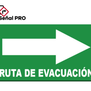 Señal de ruta de evacuación hacia la derecha, 002 — 40 × 20 cm