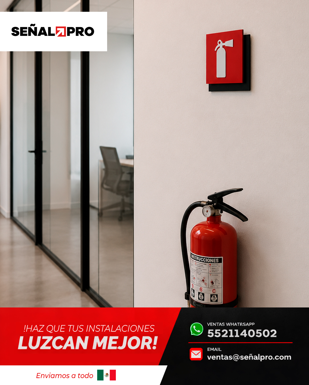 Modelo DUO ACRIL de SeñalPro: Doble acrílico + base negra + vinil