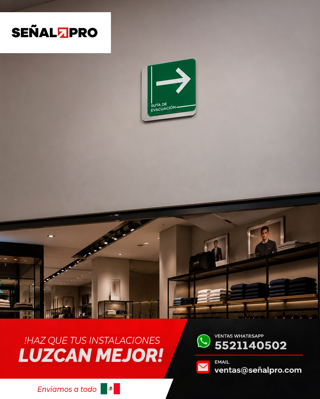 Modelo ALUCRIL de SeñalPro: Aluminio + acrílico de color + vinil