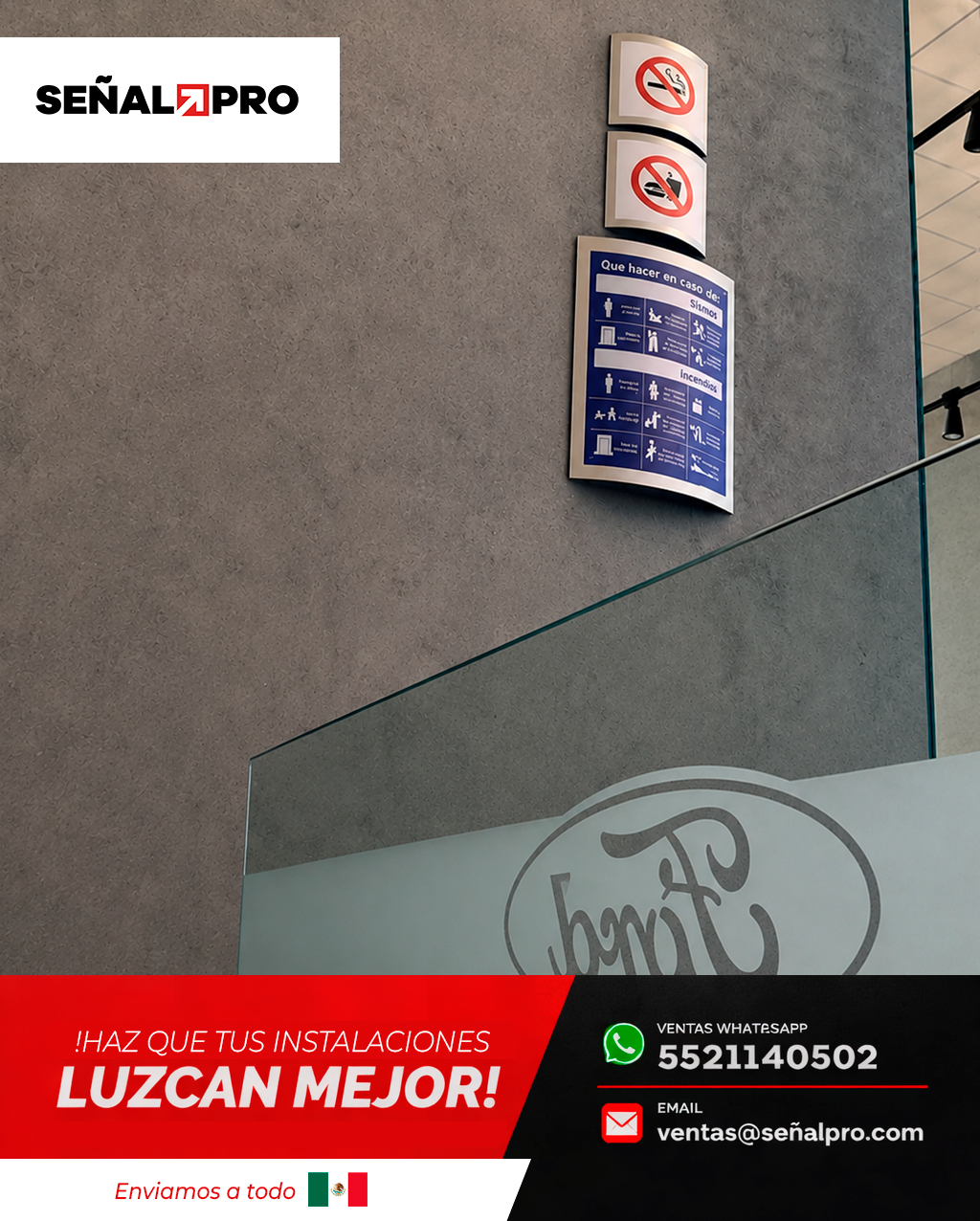 Modelo ALUCURVE de SeñalPro: Aluminio curvado + impresión + mica mate